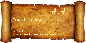 Andris Andor névjegykártya